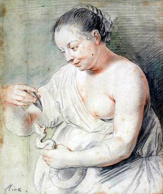 Woman Holding a Serpent
