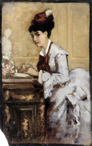 Lady Writing, Study I for the Rococo Lady