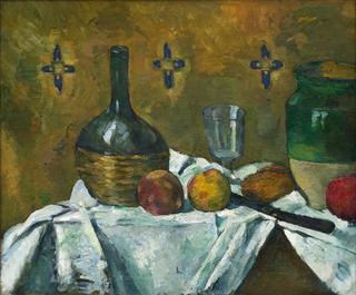 Fiasque, verre et poterie  (Still Life: Flask, Glass, and Jug)