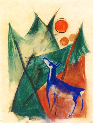 Blue Deer in Landscape