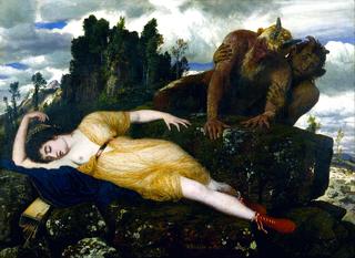 Sleeping Diana Watched by Two Fauns