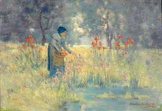 Woman picking flowers