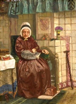 Old Woman by the Fireplace