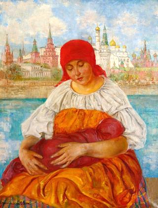 Mother and Child in Front of the Kremlin