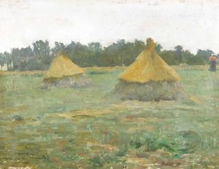 Haystack in field near Ligny