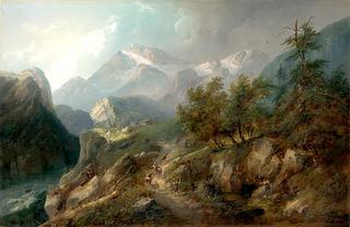 Alpine Landscape with Shepherds