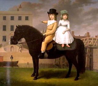 Wright Thomas Squire, and His Sister Charlotte on a Black Pony