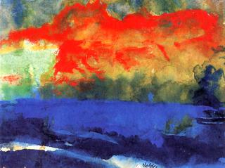 Blue Sea and Red Clouds
