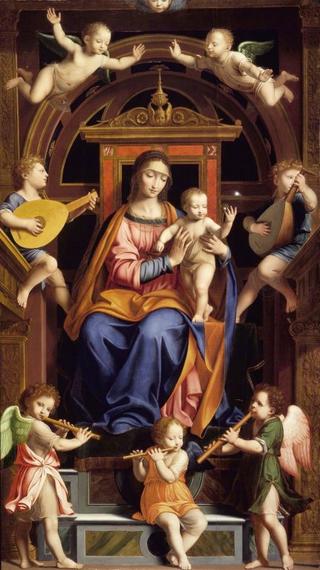 Madonna and Child Enthroned with Angels
