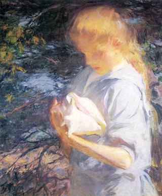 Eleanor Holding a Shell, North Haven, Maine