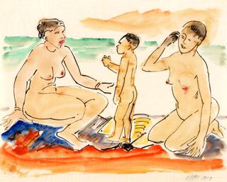 Two Nude Women and Child