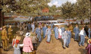 Convalescent Soldiers Arriving by Boat on the Thames....