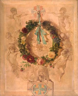 Angel Group with Flower Garland (dessus de porte)