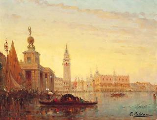 A Busy Day at the Customs House, Venice
