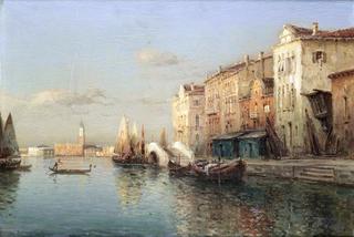 View of the Grand Canal with the Doge's Palace and Campanile di San Marco in the distance