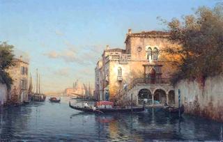 A Trader in a Gondola, Santa Maria della Salute beyond