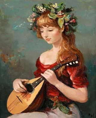 Claudine with a Mandolin