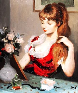Claudine Reading at a Table