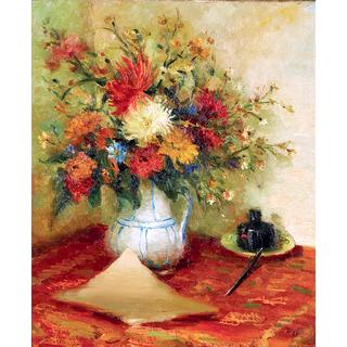 Still Life with Bouquet of Flowers and Ink Well