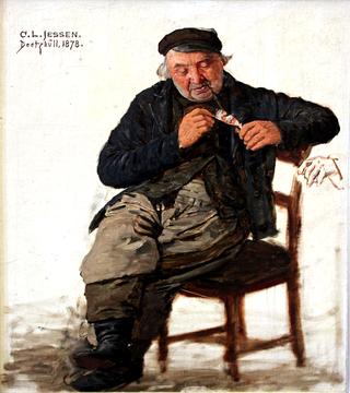 Portrait study of a man with a pipe