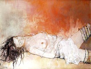 Nude with Red Background