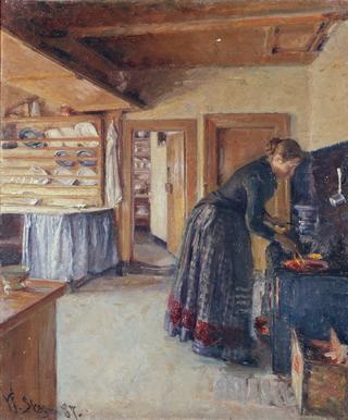 Kitchen, with the artist's Wife
