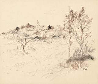 French Country Scene with Distant Village