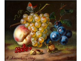 Fruit Still Life with Insects and Hazelnuts