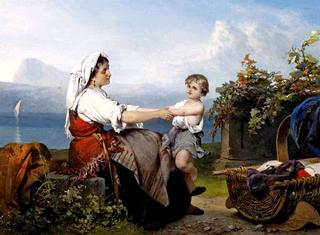 Mother and Child in a Mediterranean landscape