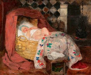Interior with Baby in a Crib