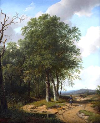 Hunters in a Wooded Landscape