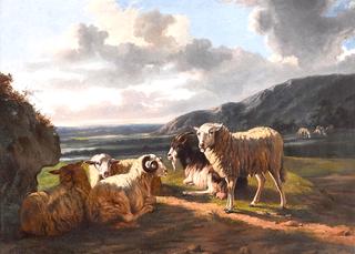 A Landscape with Sheep, Ram, and Goat