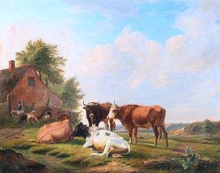 Animals with Shepherds in a Vast Landscape