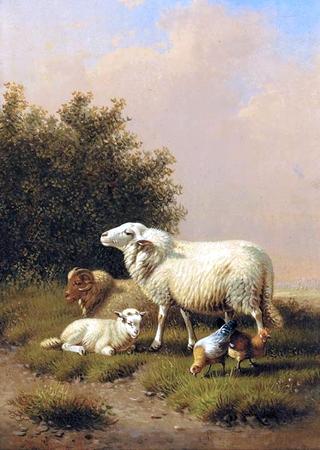 Sheep and Poultry in a Landscape