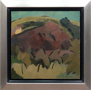 Late summer landscape with tree group
