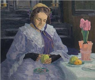 Woman peeling Apples