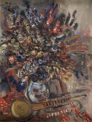 Still Life with Flowers and Trumpet