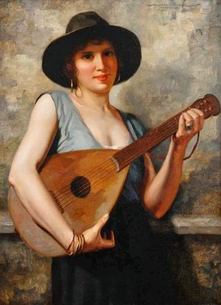 Young Italian Woman with a Mandolin