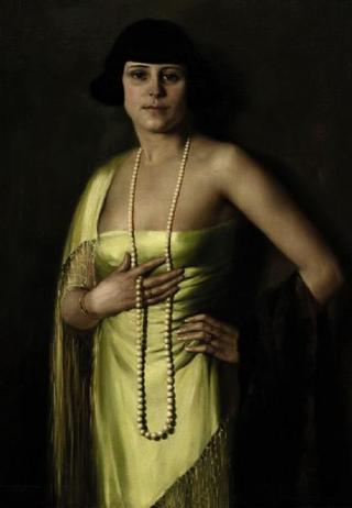 Young woman with a pearl necklace