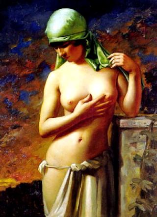 Jeune fille au foulard vert
