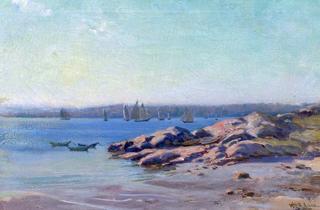 Coastal Landscape with Sailboats