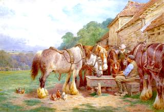 Cart Horses Watering