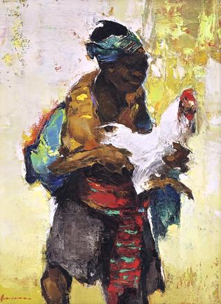 Javanese Farmer with Cockerel