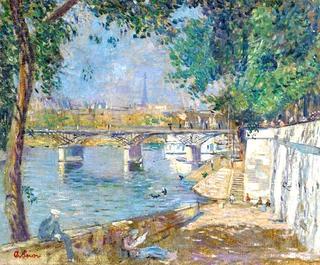 Paris. Summer Day by the Seine below the Pont des Arts