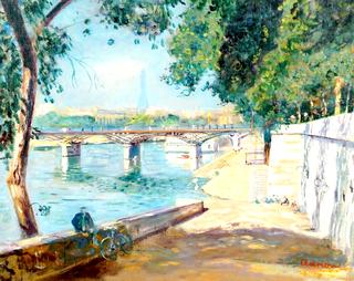 By the Seine with Eiffel Tower in the Background
