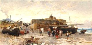 Neapolitan fisherfolk at the end of the day