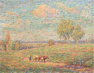 Summer Landscape with Woman and Cow