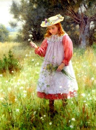 Girl Picking Wild Flowers