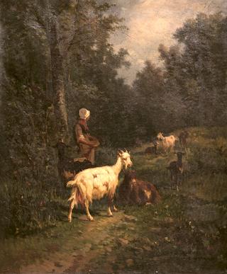 Peasant with Goats