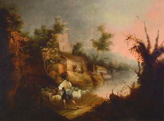 Shepherd at Home Driving the Herd